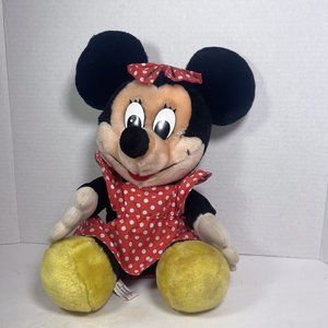 Vintage Minnie Mouse Disney Parks Disney World Plush 14” Stuffed Animal